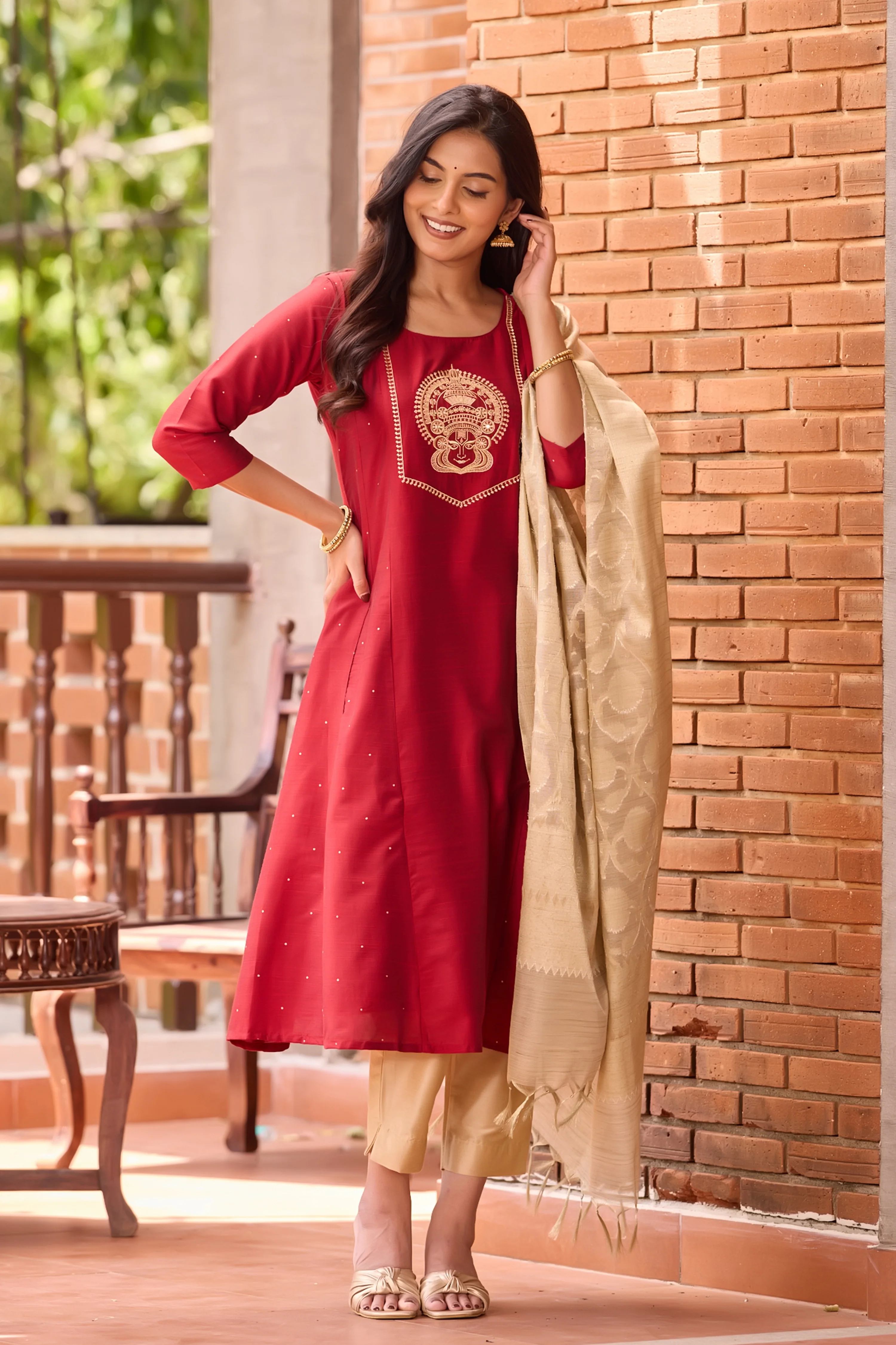 Straight Kurta Pant with Dupatta Set